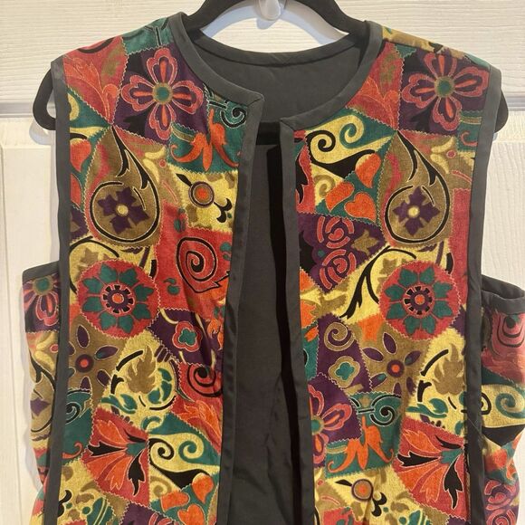 Vintage Handmade Womens Sleeveless Vest Jacket Reversible Velour Size Medium - Picture 4 of 14